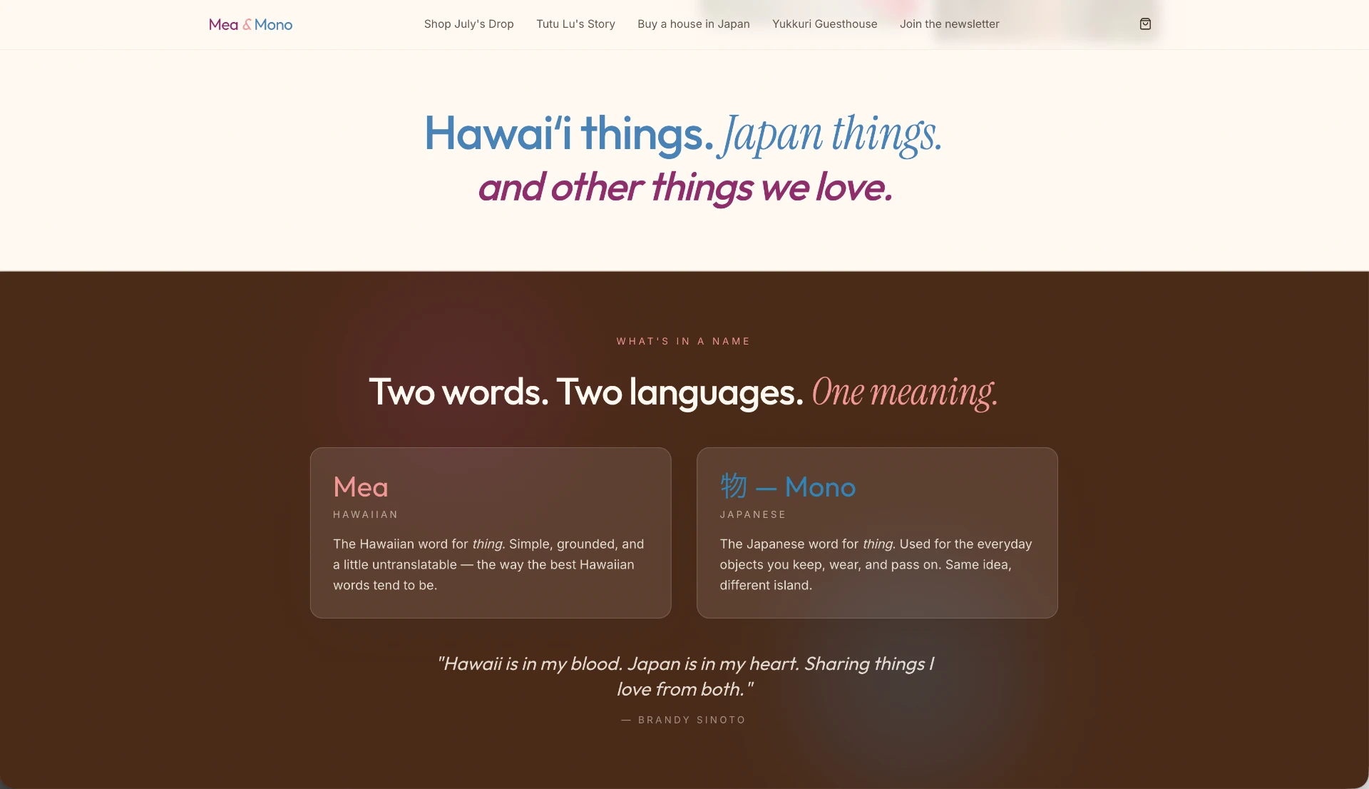 Mea & Mono website built with Lovable
